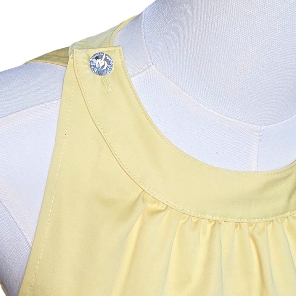 TED BAKER NWOT pale Yellow Sleeveless Knee Length Dress with Belt spring Size 2 - Picture 2 of 9